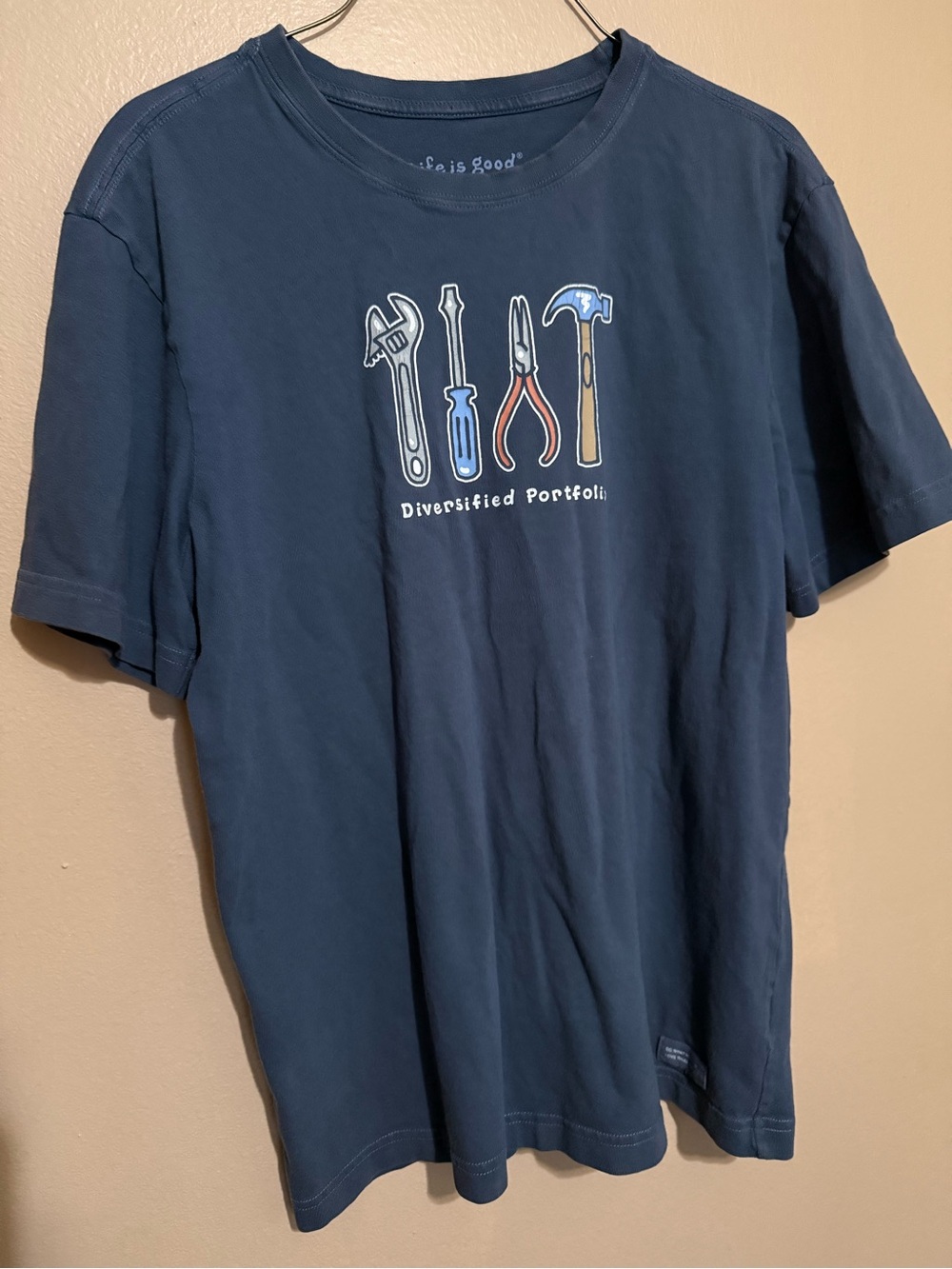 Life Is Good Navy Short-Sleeve 'Diversified Portfolio' Tool Graphic Tee